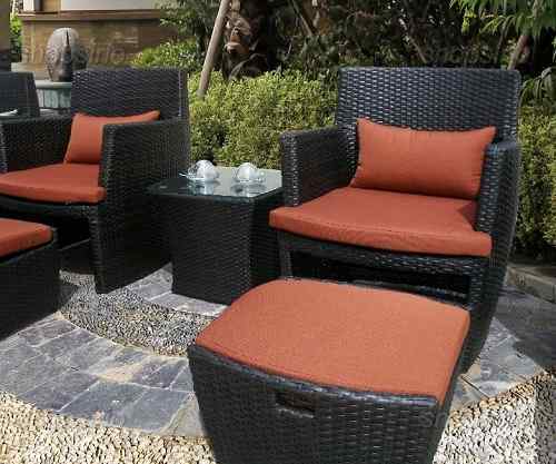 Patio Chair With Slide Out Ottoman Off 52, Pamapic 5 Pieces Wicker Patio Furniture Set Outdoor Chairs With Ottomans