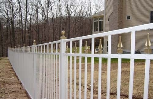 white aluminum fence