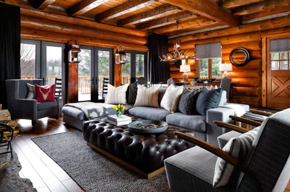 Log Home Living Rooms Featured