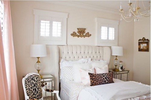 Pink White and Gold Bedroom