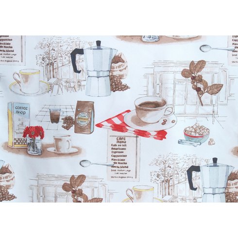 coffee themed kitchen curtain