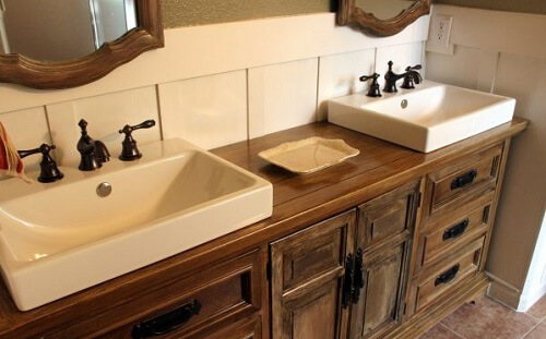 weathered wood bathroom vanity