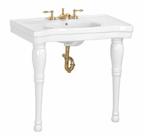 white spindle console sink