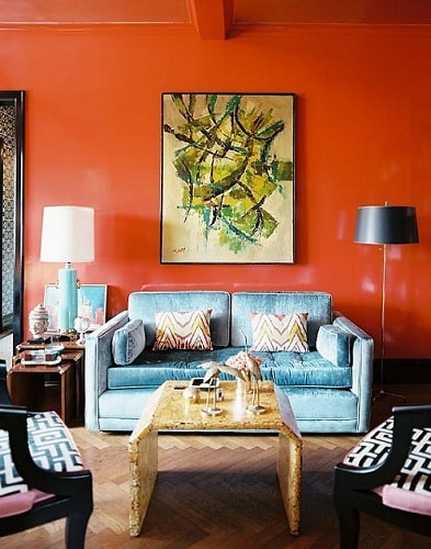 Teal and Orange Living Room