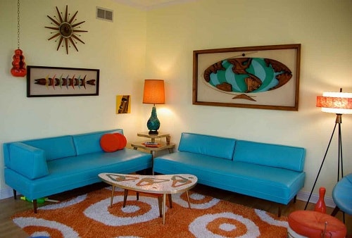 Teal and Orange Living Room