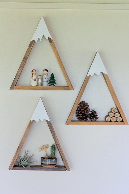 diy floating triangular shelves 7