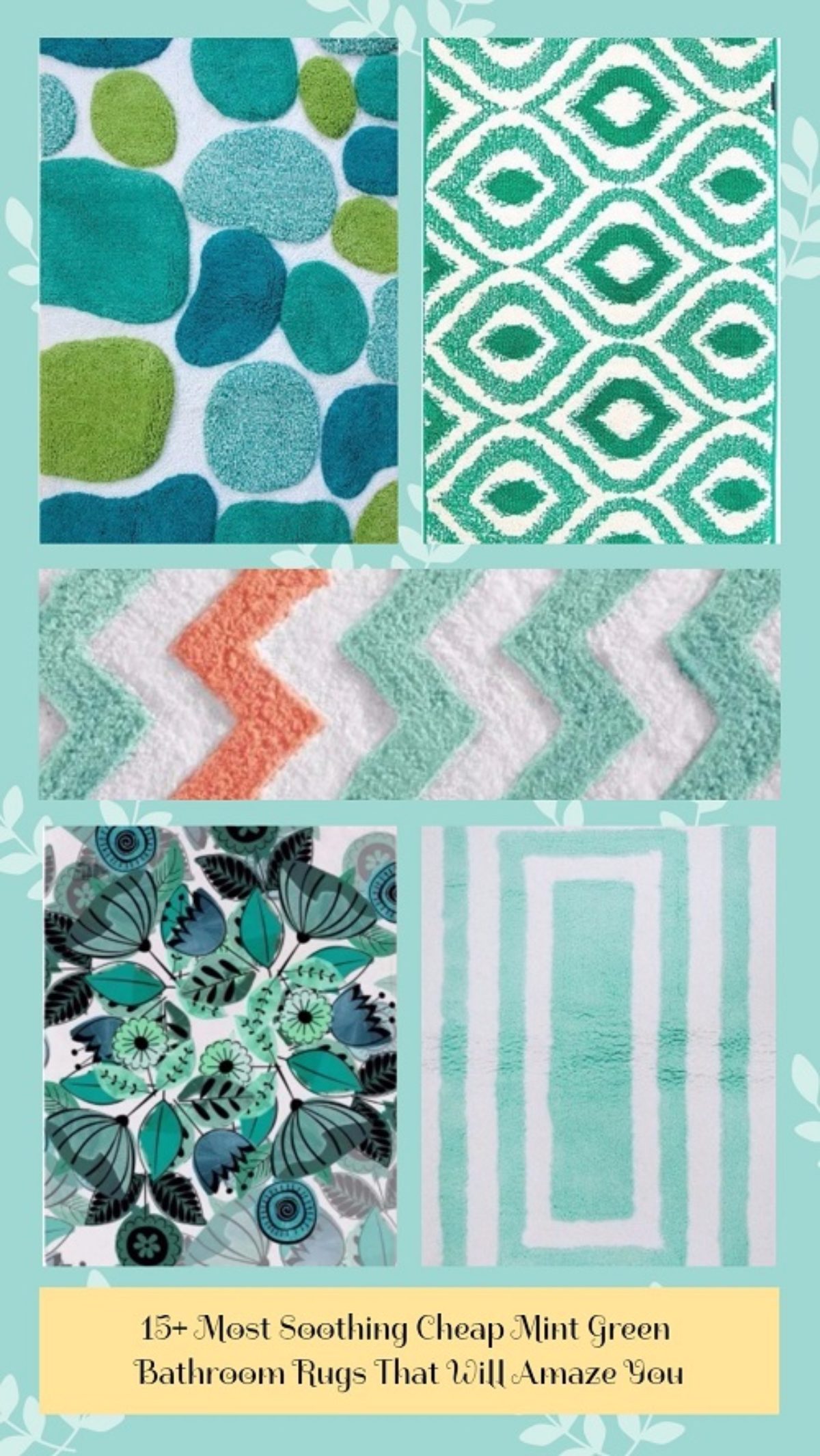 Soothing Mint Green Bathroom Rugs, Colorful Bath Rugs