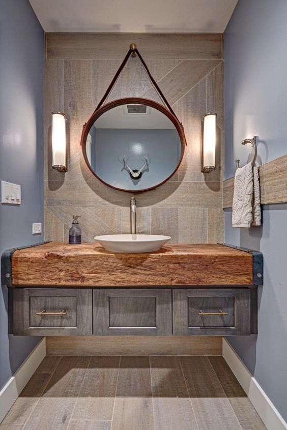 30 Stylish Distressed Wood Bathroom, Contemporary Rustic Floating Vanity
