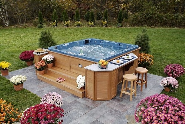 25 Most Beautiful Hot Tub Bar Ideas, Outdoor Spa Decorating Ideas Pictures