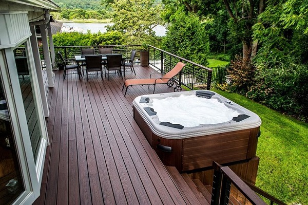 deck hot tub feature