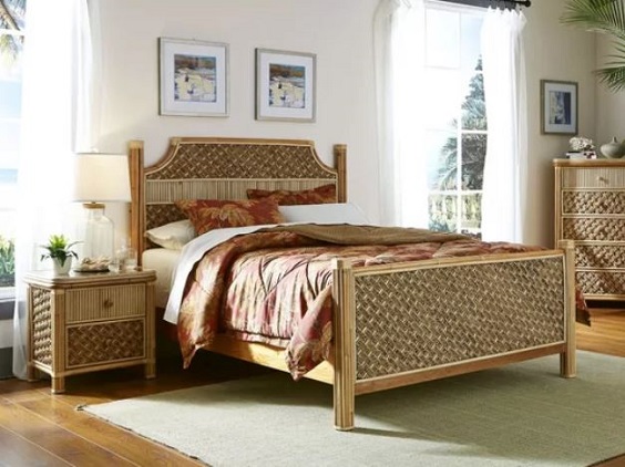 Durable Wicker Bedroom Furniture, Dessie Panel Headboard