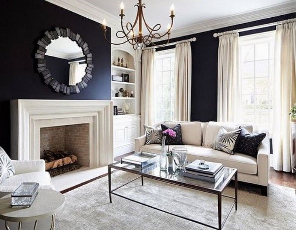 navy living room feature