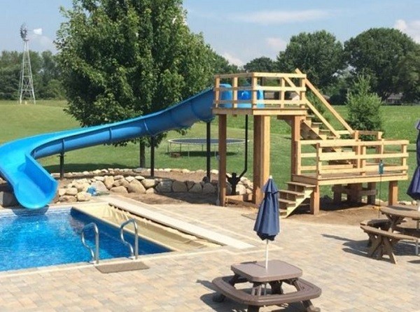 swimming pool with slides feature