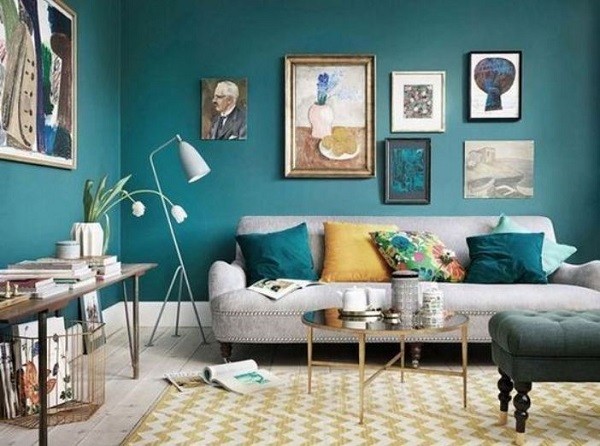 blue living room feature