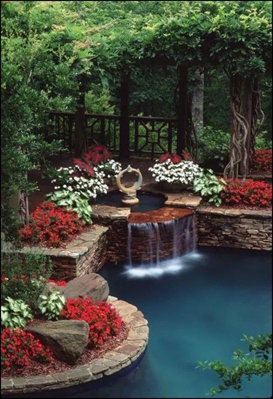 swimming pool with waterfalls 16