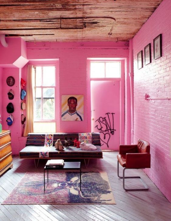 Pink Living Room: Stylish Rustic Decor