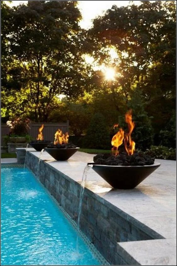 Swimming Pool Decorations: Elegant Fire Bowl