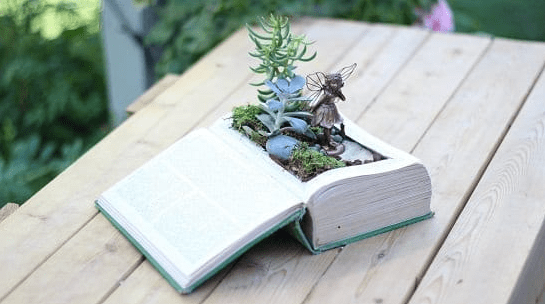 DIY book planter feature