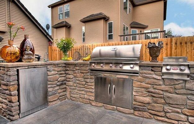 outdoor stone kitchen