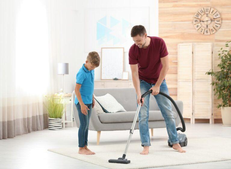daddy son clean home
